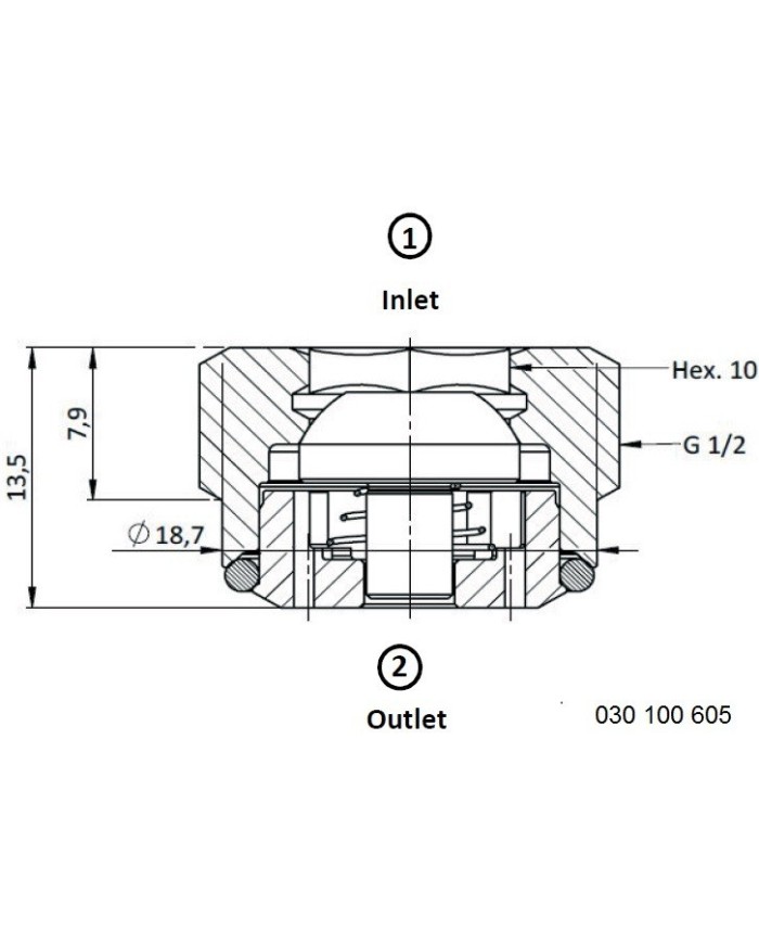 Rückschlagventil mit Innensechskant