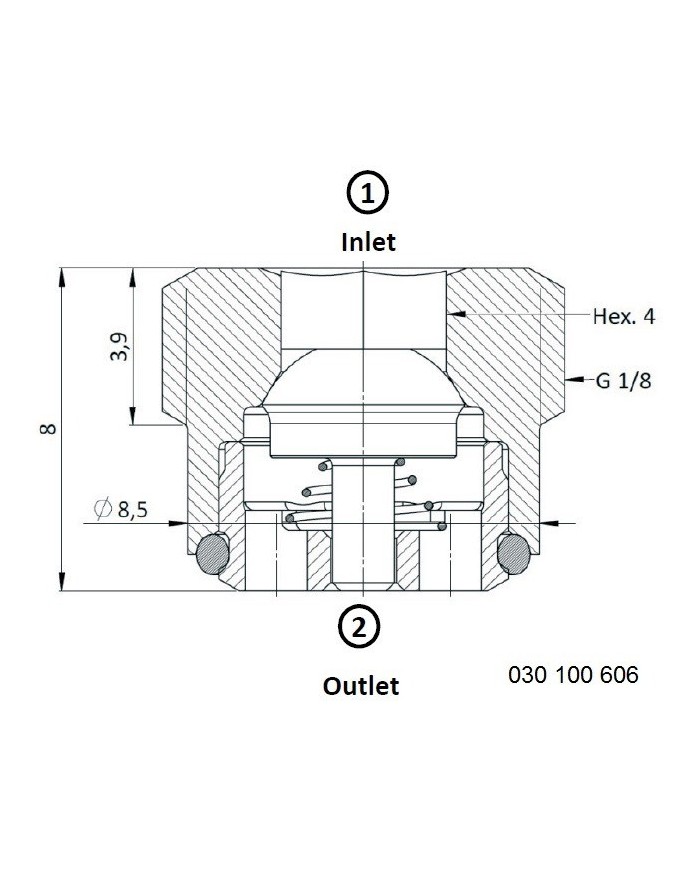 Rückschlagventil mit Innensechskant