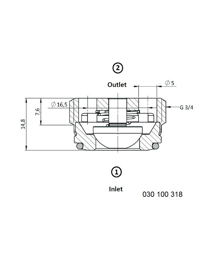 Rückschlagventil mit stirnseitigem Lochbild