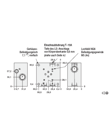 P nach T, seitliche Anschlüsse