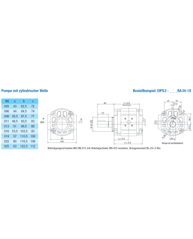 EIPS2 Direktbefestigung, Welle zylindrisch