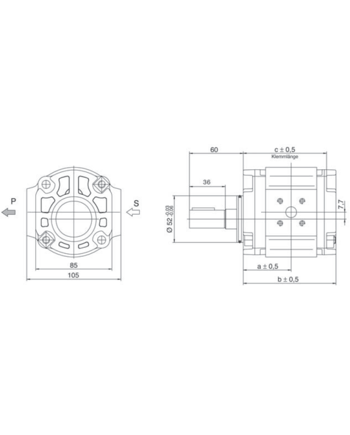 EIPS2 Direktbefestigung, Welle zylindrisch