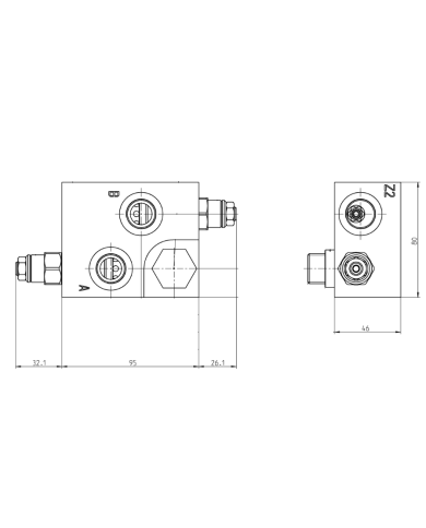 G 1/2" Hohlschr. Rechte Ausführung