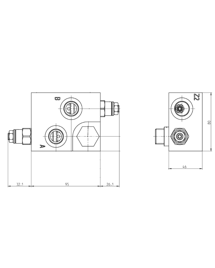 G 1/2" Hohlschr. Rechte Ausführung