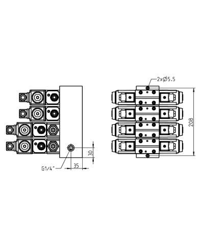 Mehrfachplatten-Ventilaufbau NG06
