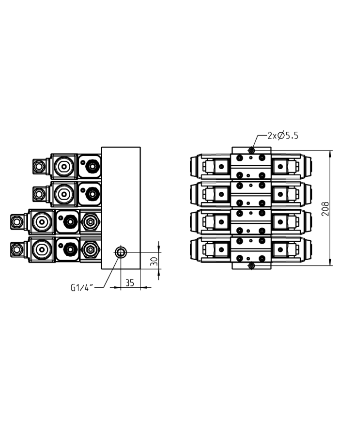 Mehrfachplatten-Ventilaufbau NG06