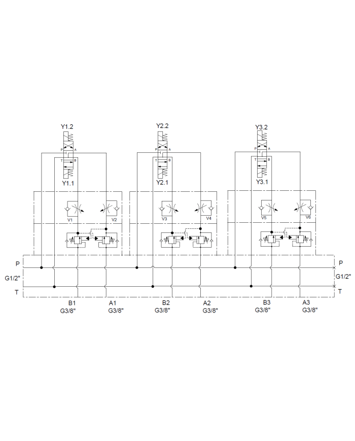 Mehrfachplatten-Ventilaufbau NG06