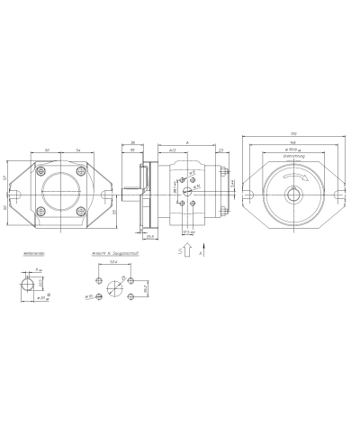 EIPH2 SAE-2-Lochflansch, Welle zylindrisch