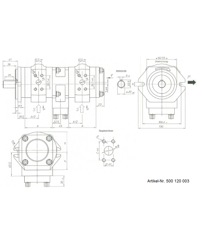 EIPH2 SAE-2-Lochflansch, Welle zylindrisch