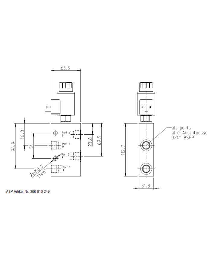 Ventilblock komplett mit Anschlussgehäuse