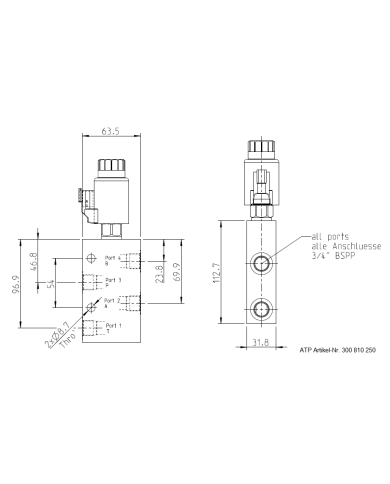 Ventilblock komplett mit Anschlussgehäuse