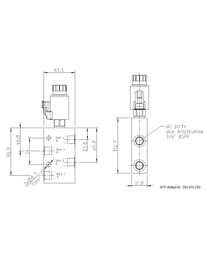 Ventilblock komplett mit Anschlussgehäuse