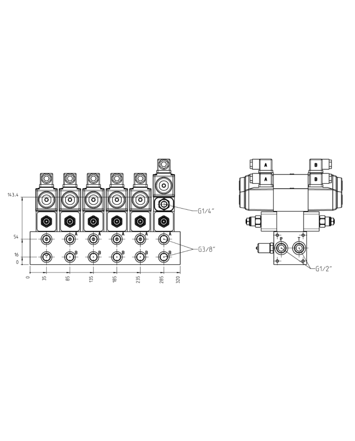 Mehrfachplatten-Ventilaufbau NG06