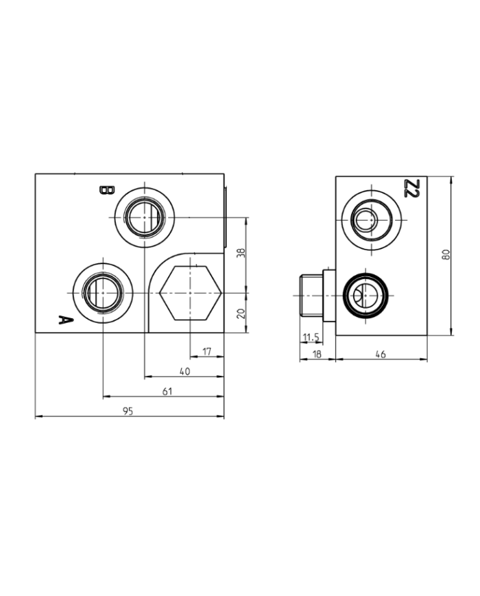 G 1/2" Hohlschr. Rechte Ausführung