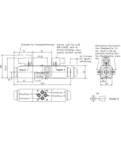 4/3-Wegeventile 12VDC