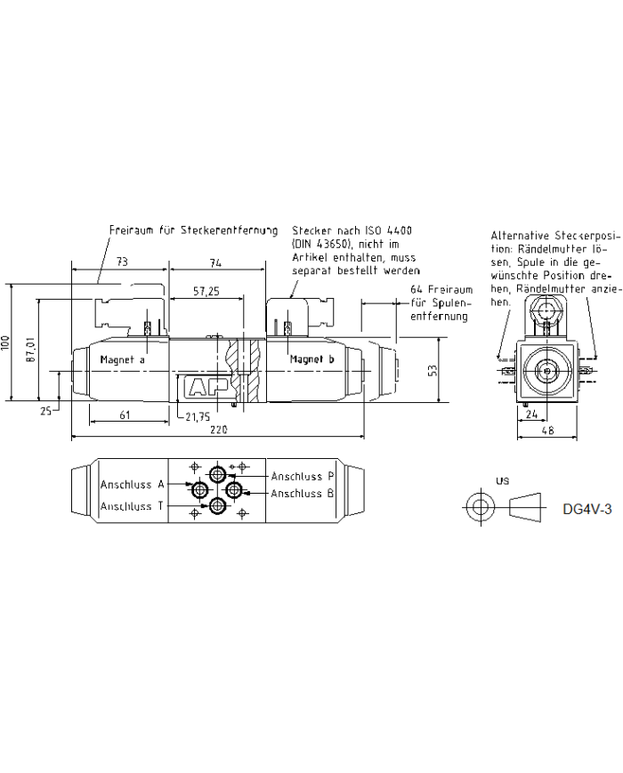 4/3-Wegeventile 12VDC