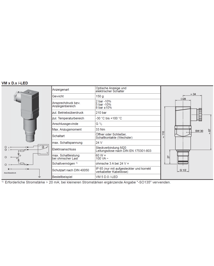 Verschmutzungsanzeige VM 5 D.0/-V-LED