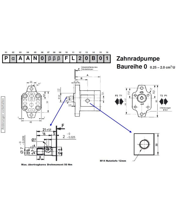 2-Lochflansch, Welle zyl Ø7mm