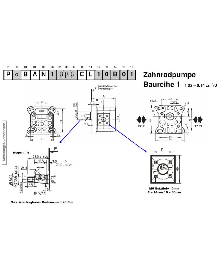 4-Lochflansch, Welle Kegel 1:8