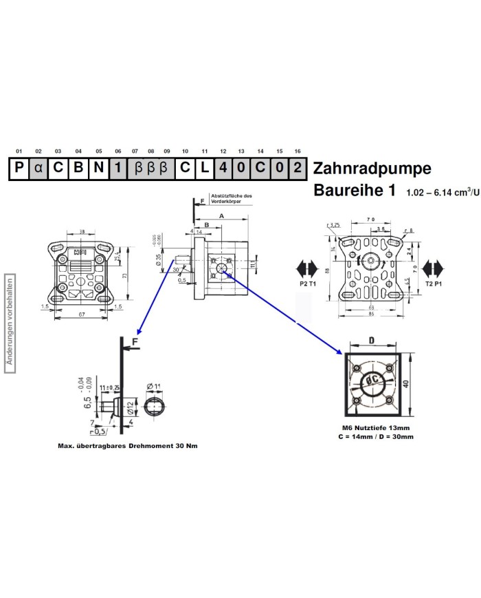 4-Lochflansch, Welle 6.5mm Mitnehmerzapfen (CBN)
