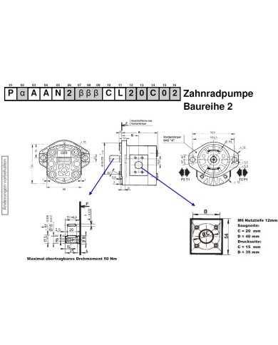 2-Lochfl. SAE A, Welle zyl Ø16.0mm