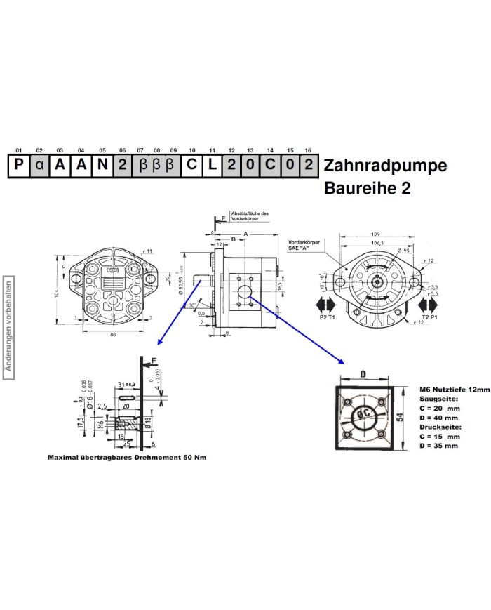 2-Lochfl. SAE A, Welle zyl Ø16.0mm