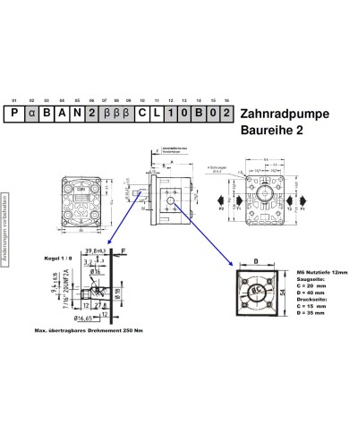 4-Lochflansch, Welle Kegel 1:8