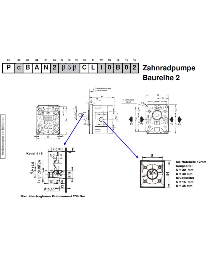 4-Lochflansch, Welle Kegel 1:8
