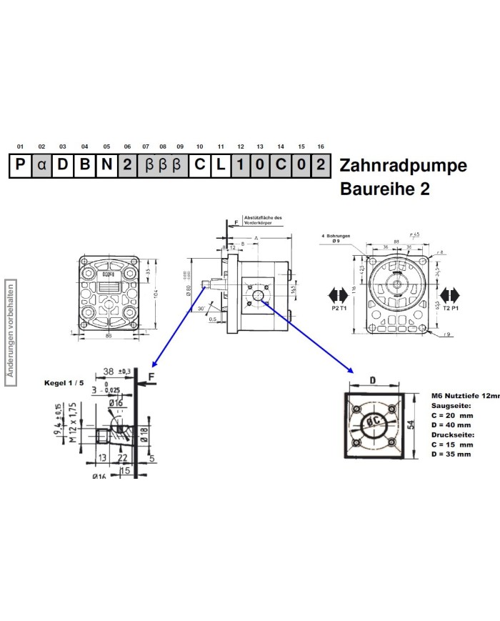 4-Lochflansch, Welle Kegel 1:5