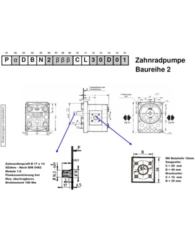 4-Lochfl., Welle Zahnprofil 9T DIN 5482