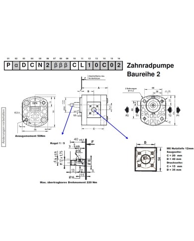2-Lochflansch, Welle Kegel 1:5