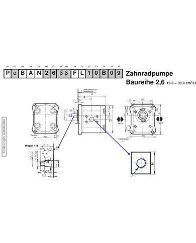 4-Lochflansch, Welle Kegel 1:8
