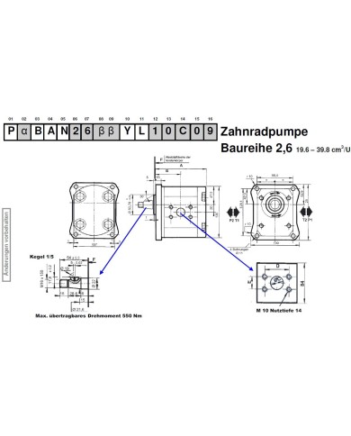 4-Lochflansch, Welle Kegel 1:5