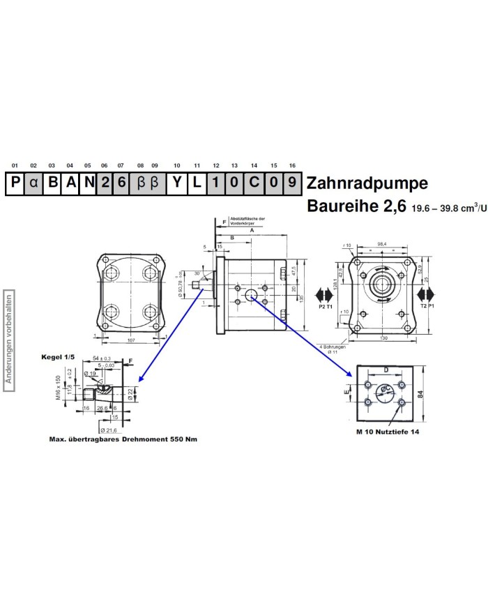 4-Lochflansch, Welle Kegel 1:5