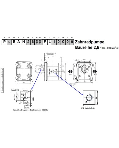 4-Lochflansch, Welle Kegel 1:5