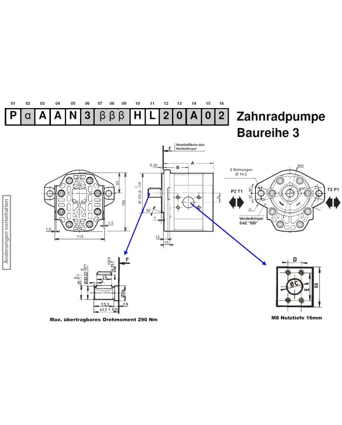 2-Lochfl. SAE B, Welle zyl Ø22.22mm