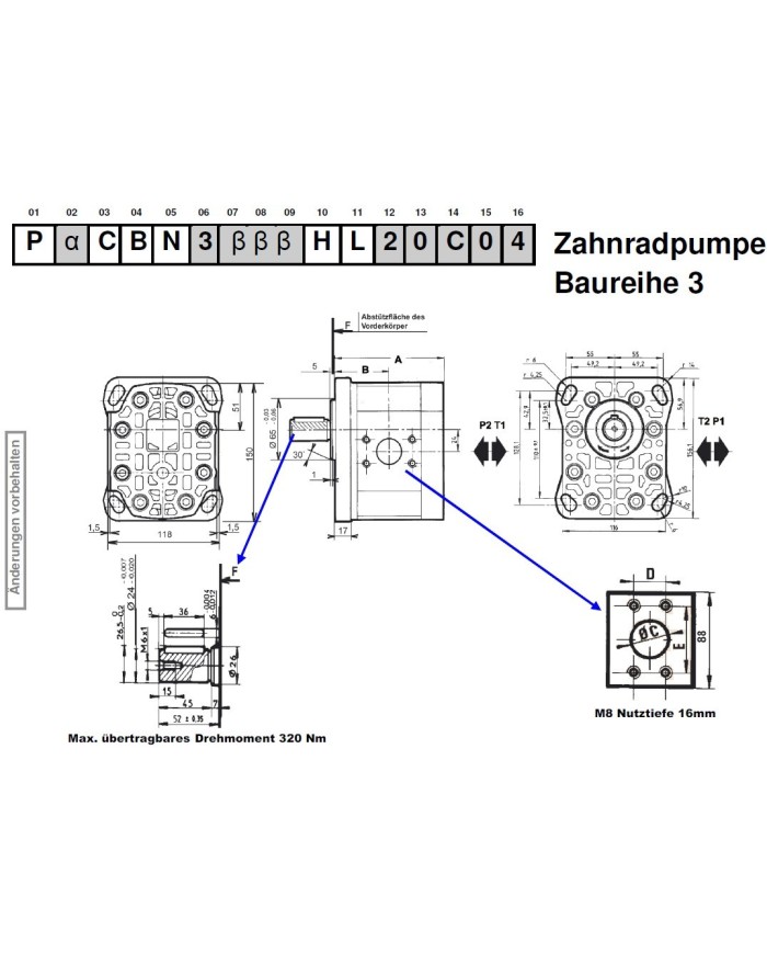 4-Lochflansch, Welle zyl Ø24.0mm