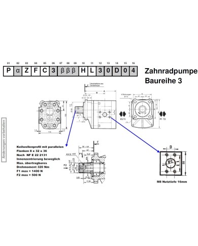 4-Lochflansch, Keilwelle NF E 22 2131