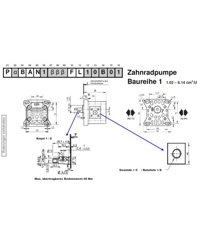 4-Lochflansch, Welle Kegel 1:8