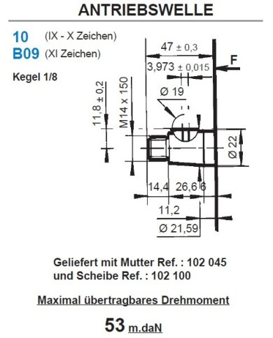 4-Lochflansch, Welle Kegel 1:5