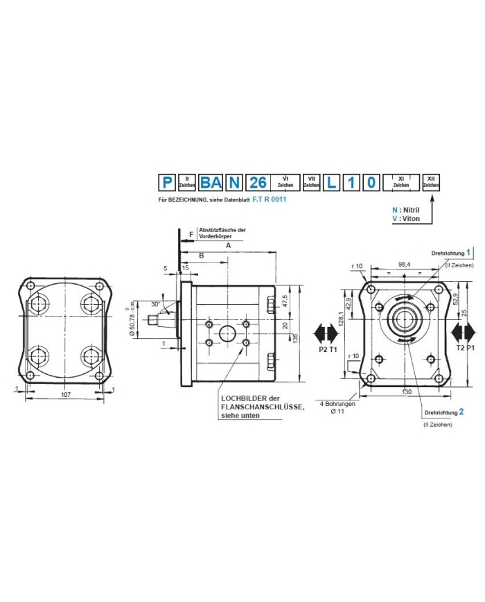 4-Lochflansch, Welle Kegel 1:5