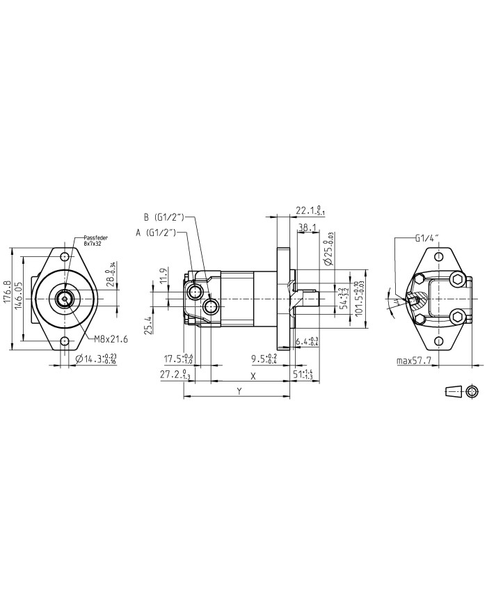 2-Lochflansch SAE B, 80 - 490 cm3/U