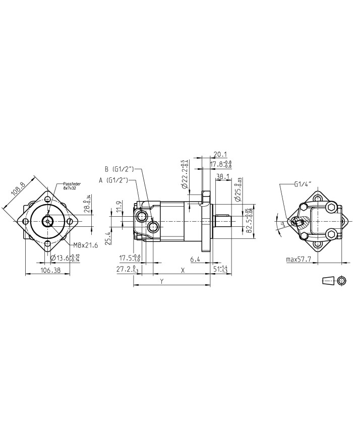 4-Lochflansch, 80 - 490 cm3/U