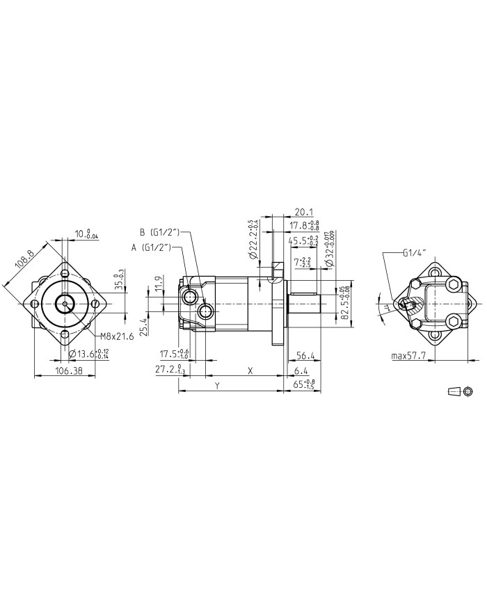 4-Lochflansch, 80 - 490 cm3/U