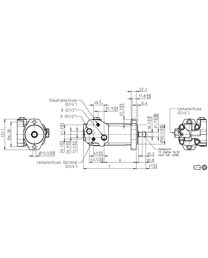 2-Lochflansch SAE A, 80 - 490 cm3/U