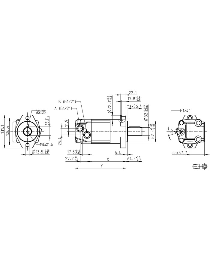 2-Lochflansch SAE A, 160 - 490 cm3/U