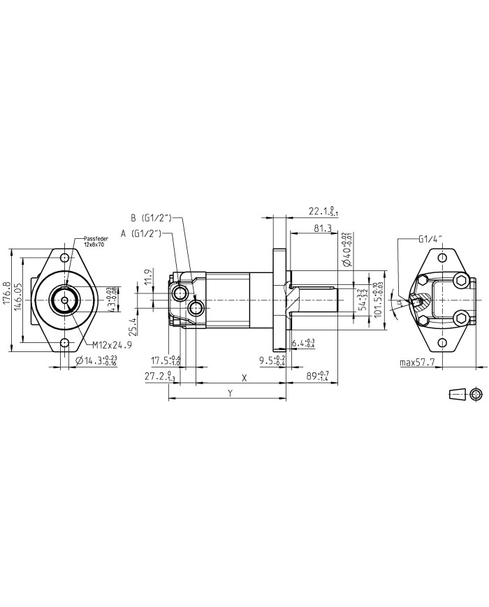2-Lochflansch SAE B, 160 - 490 cm3/U
