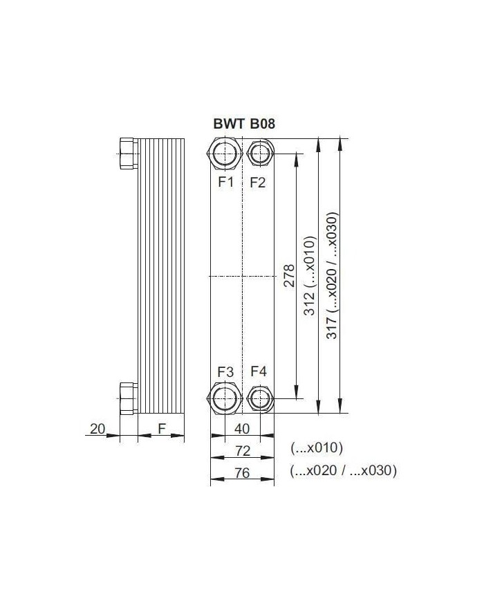 Plattenwärmetauscher BWT B05, B08