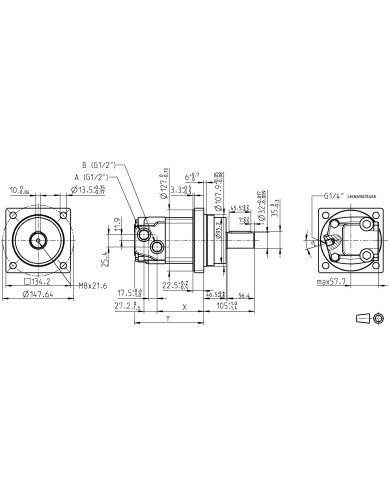 4-Lochfl. Wheel, 32mm Welle, 1/2" BSP Anschluss